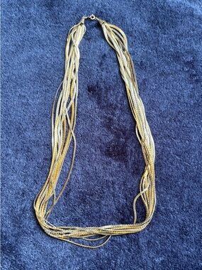 Elegant Multi-Strand Silver and Gold Tone Women’s Necklace